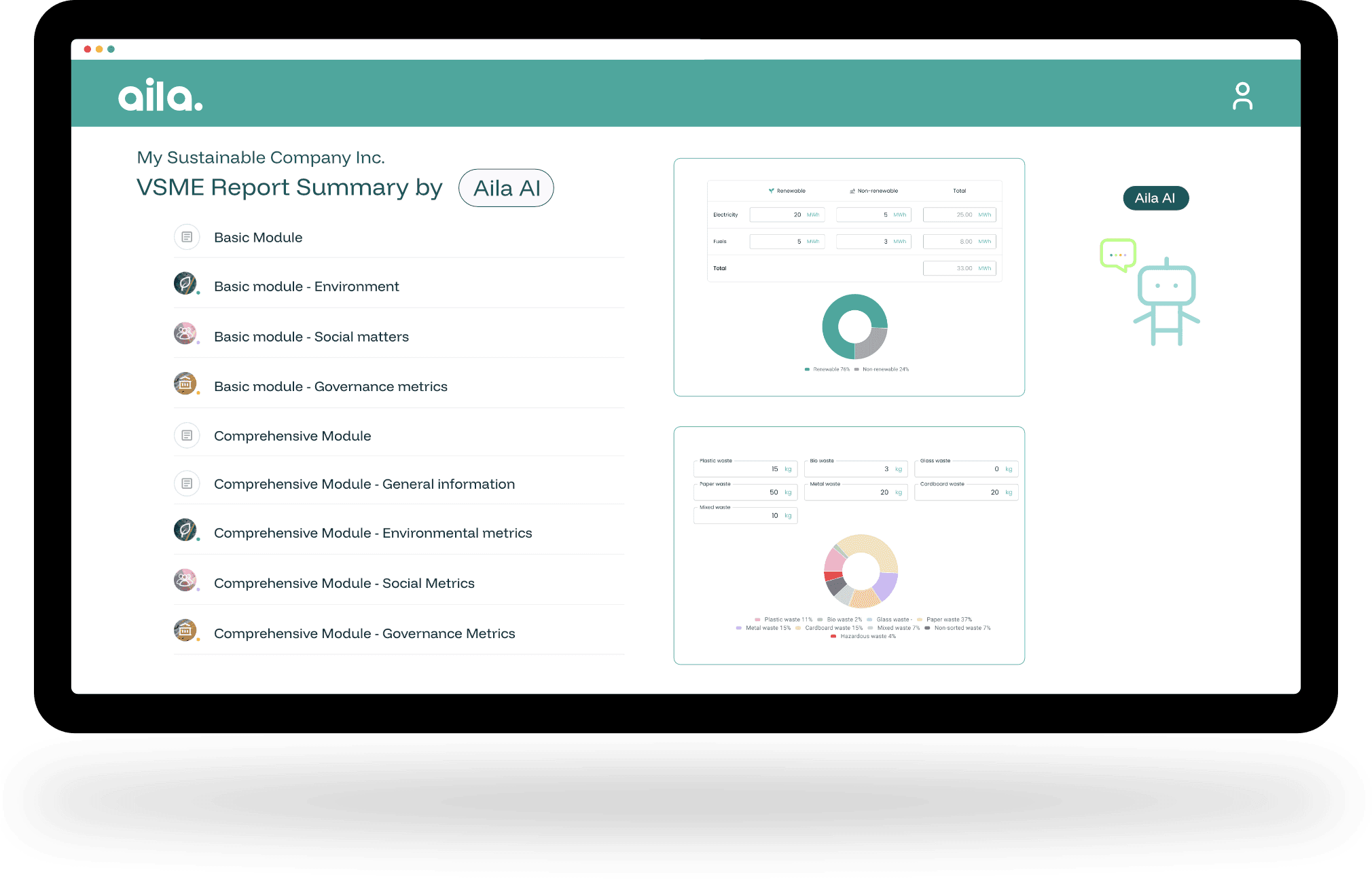 Aila web app screenshots